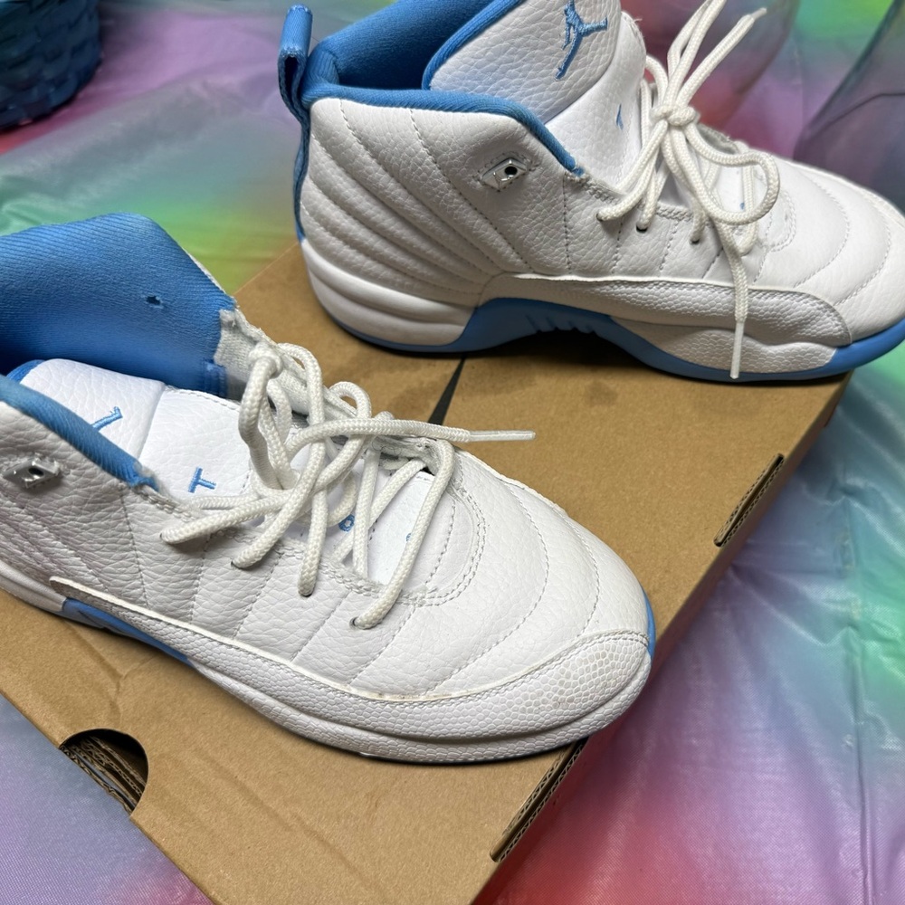 Nike Kids White and Light Blue Sneakers